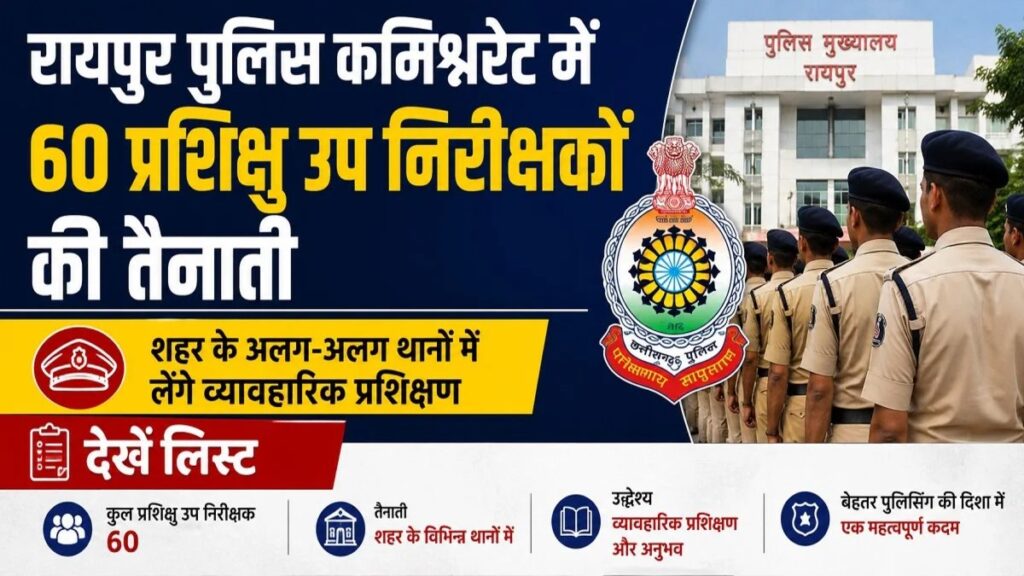 CG NEWS : नए SI की तैनाती, थानों में शुरू होगी फील्ड ट्रेनिंग