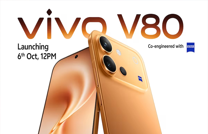 Vivo V80 भारत में 6 अक्टूबर को होगा लॉन्च, Zeiss कैमरा और 7200mAh बैटरी से होगा लैस Vivo V80 भारत में 6 अक्टूबर को होगा लॉन्च, Zeiss कैमरा और 7200mAh बैटरी से होगा लैस